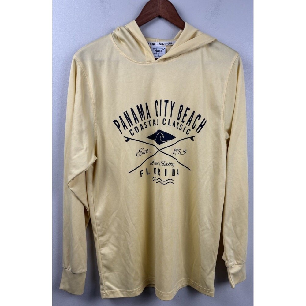Spicy Tuna Hoodie Panama City Beach Salty Small Yellow Casual Lightweight